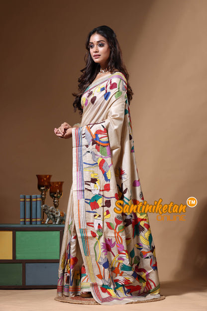 Pure Gachi Tussar Kantha Stitch Saree SN2630643