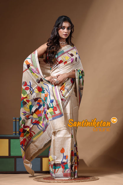 Pure Gachi Tussar Kantha Stitch Saree SN2630643