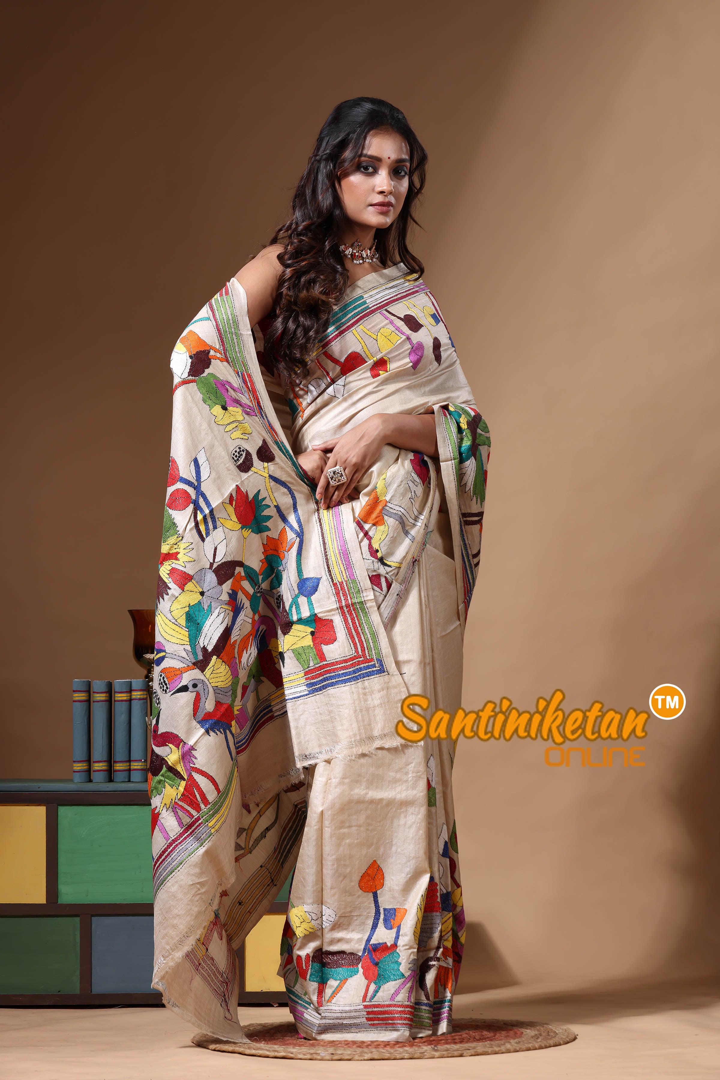 Pure Gachi Tussar Kantha Stitch Saree SN2630643