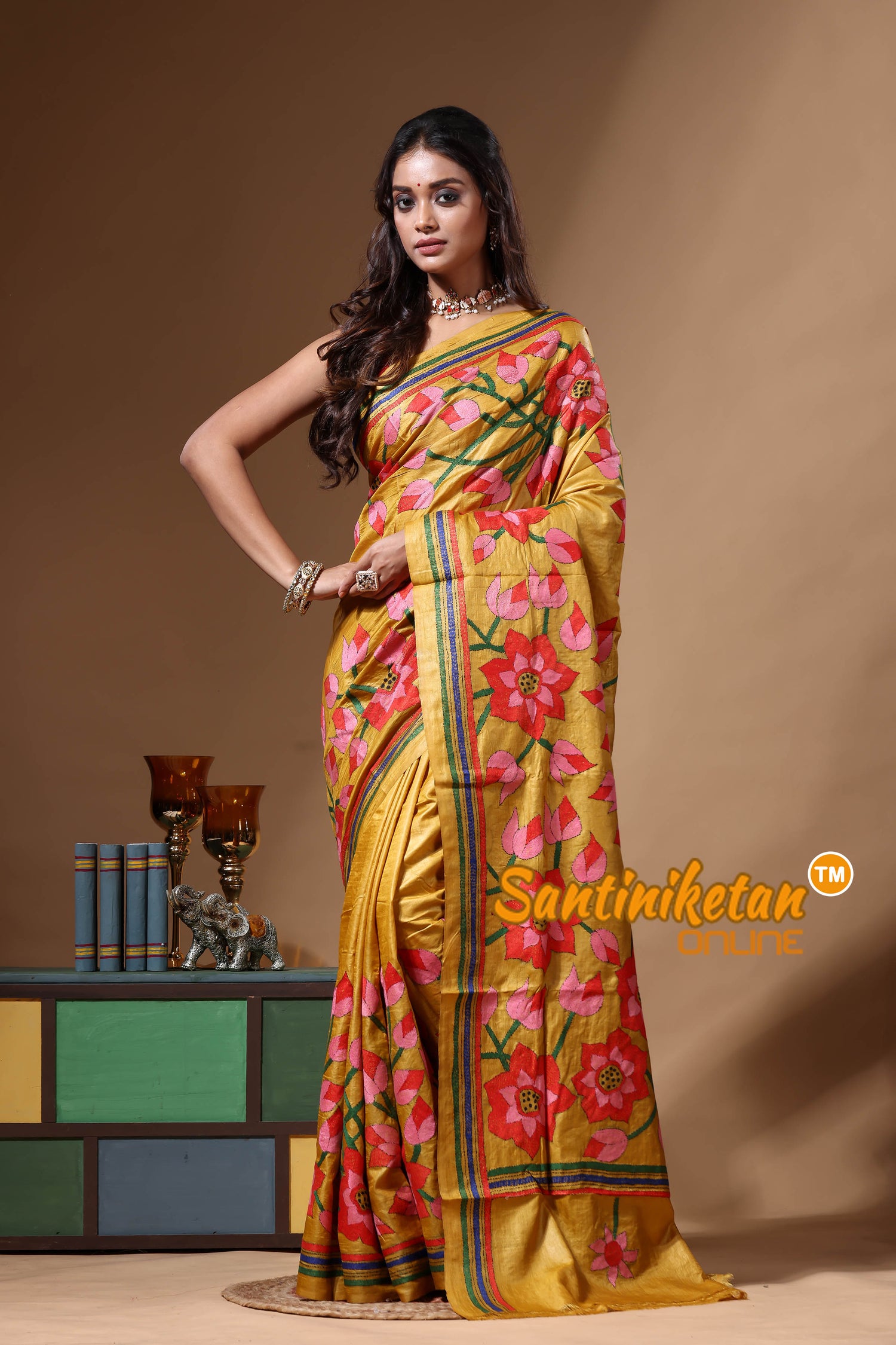 Dye Pure Gachi Tussar Kantha Stitch Saree SN2630650