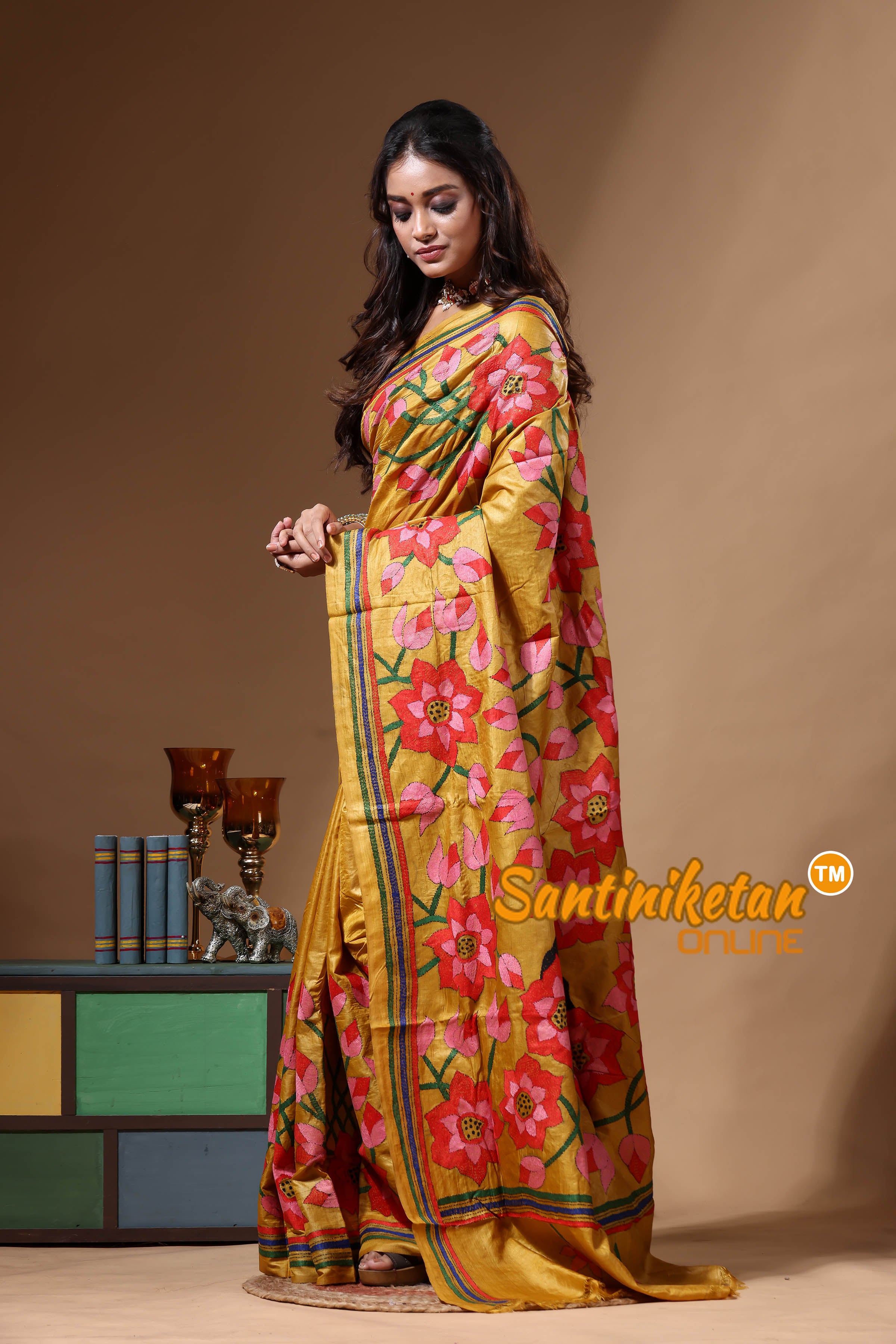 Dye Pure Gachi Tussar Kantha Stitch Saree SN2630650