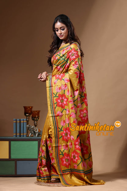 Dye Pure Gachi Tussar Kantha Stitch Saree SN2630650