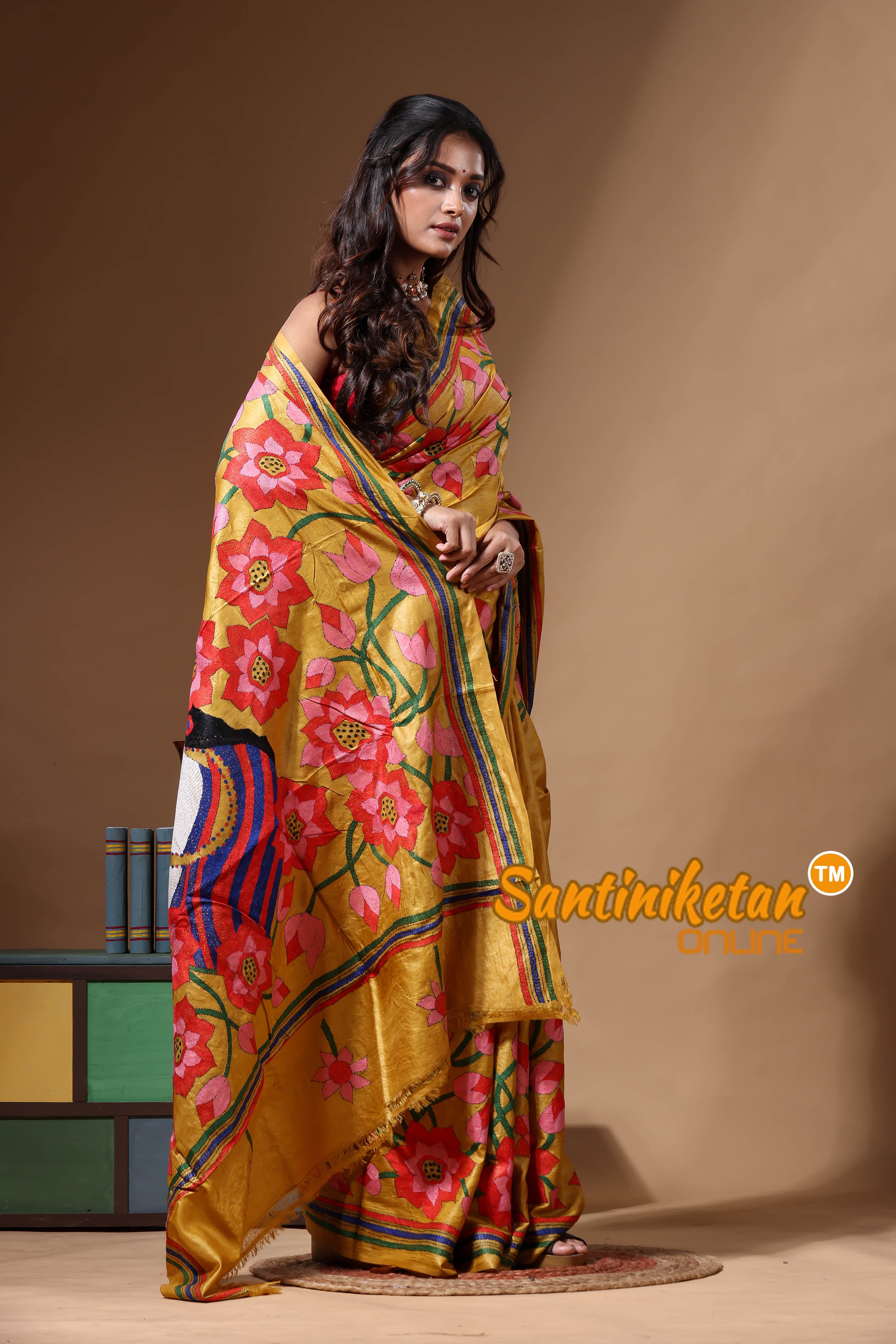 Dye Pure Gachi Tussar Kantha Stitch Saree SN2630650
