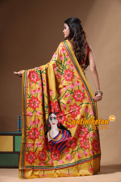 Dye Pure Gachi Tussar Kantha Stitch Saree SN2630650