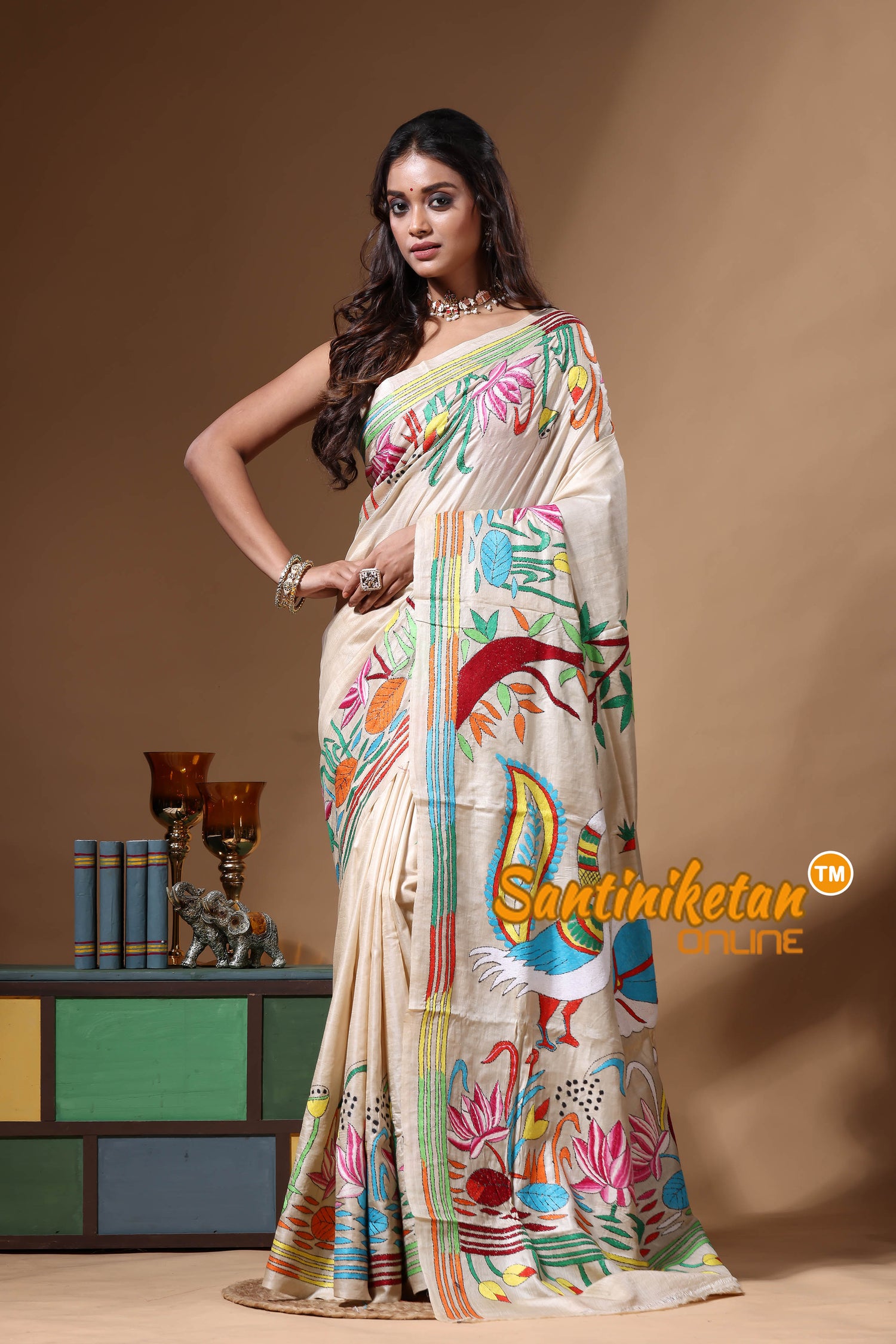 Pure Gachi Tussar Kantha Stitch Saree SN2630656