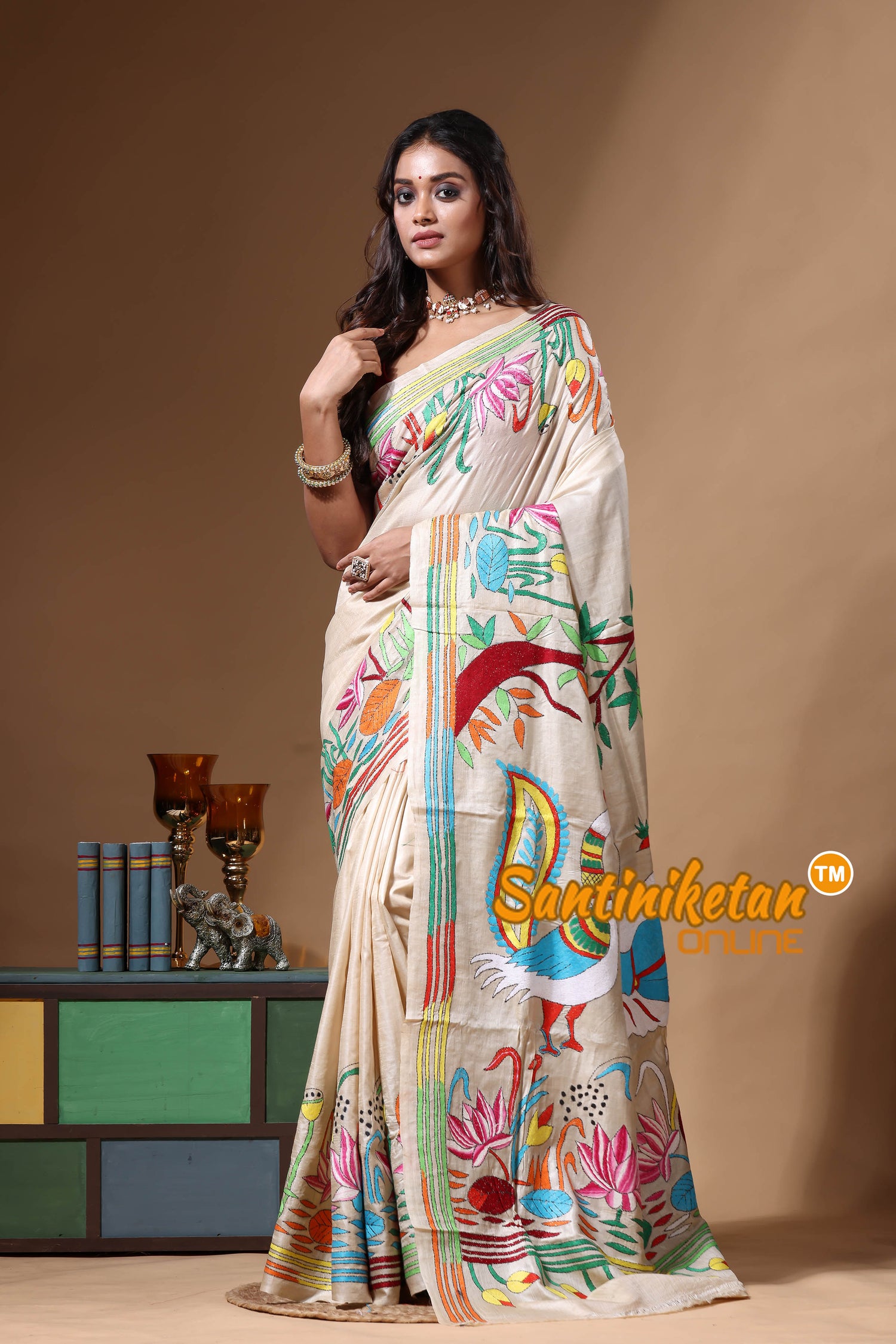 Pure Gachi Tussar Kantha Stitch Saree SN2630656