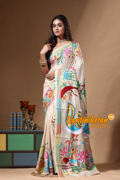 Pure Gachi Tussar Kantha Stitch Saree SN2630656