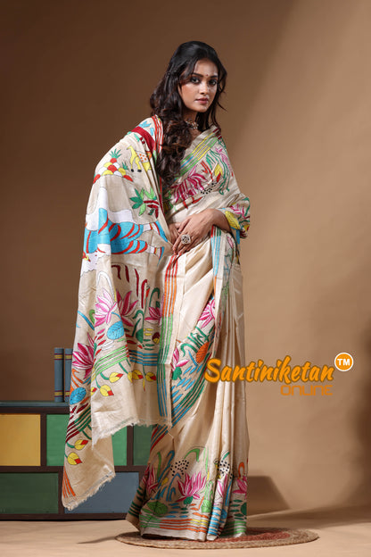 Pure Gachi Tussar Kantha Stitch Saree SN2630656