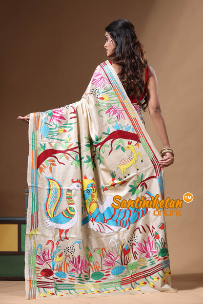 Pure Gachi Tussar Kantha Stitch Saree SN2630656