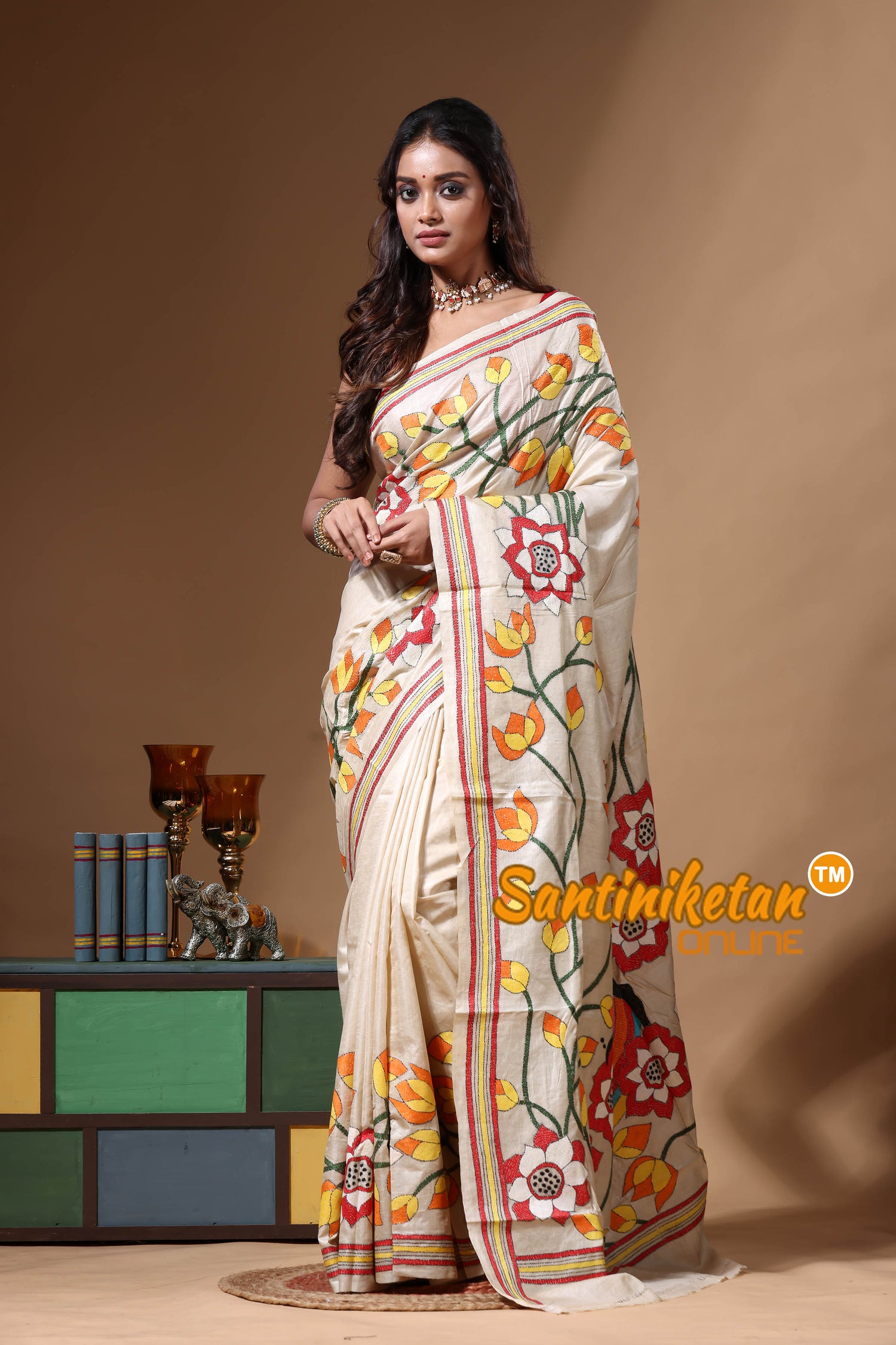 Pure Gachi Tussar Kantha Stitch Saree SN2630662