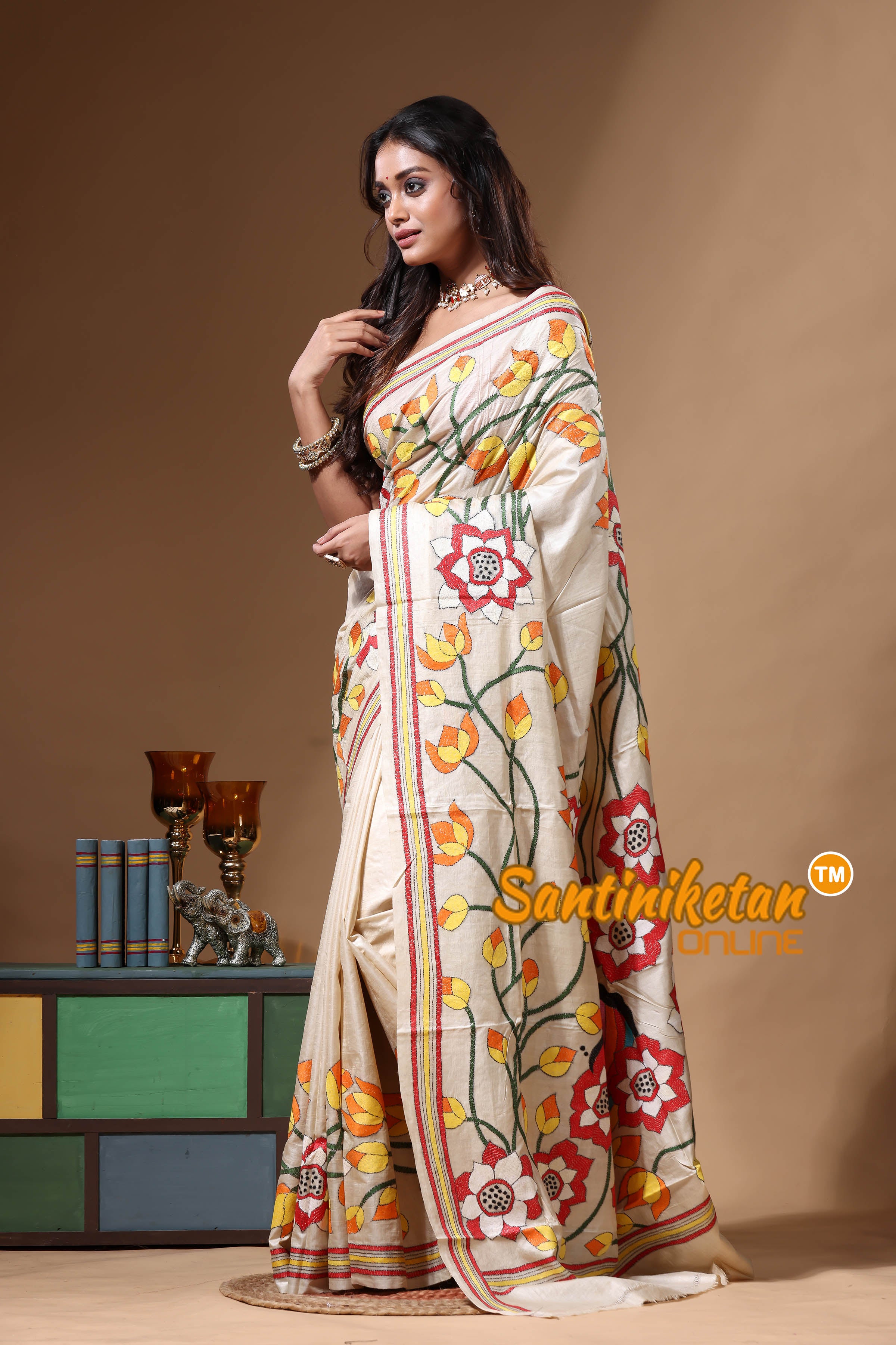 Pure Gachi Tussar Kantha Stitch Saree SN2630662