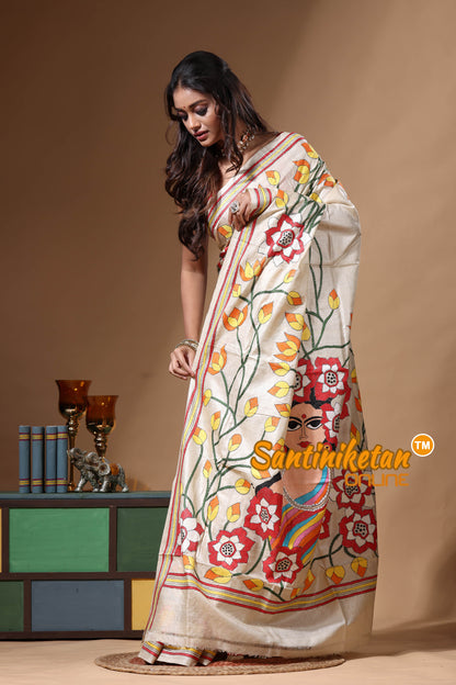 Pure Gachi Tussar Kantha Stitch Saree SN2630662