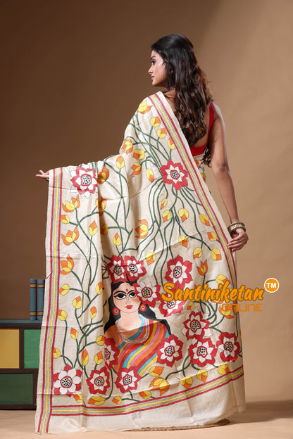 Pure Gachi Tussar Kantha Stitch Saree SN2630662