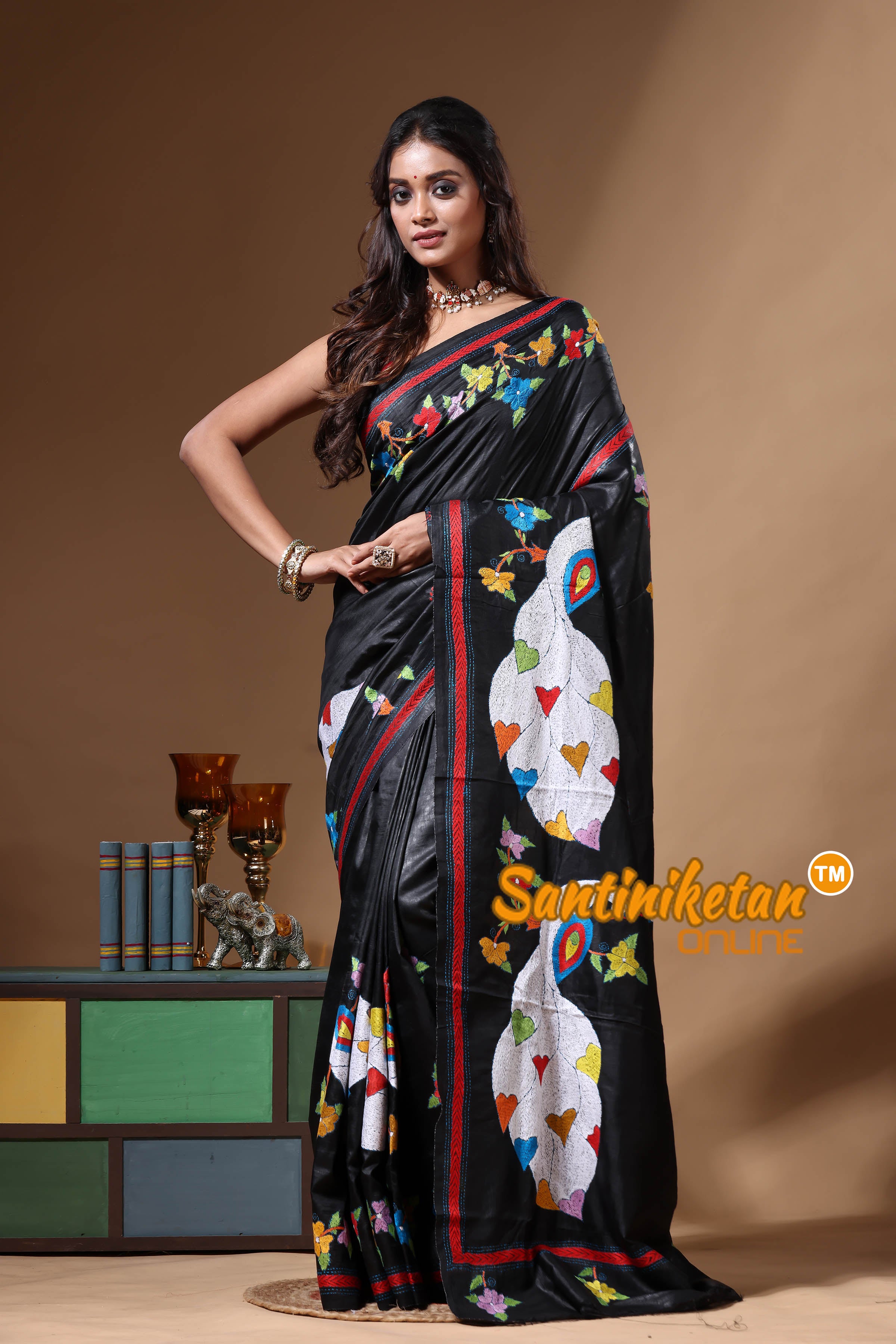 Dye Pure Gachi Tussar Kantha Stitch Saree SN2630668