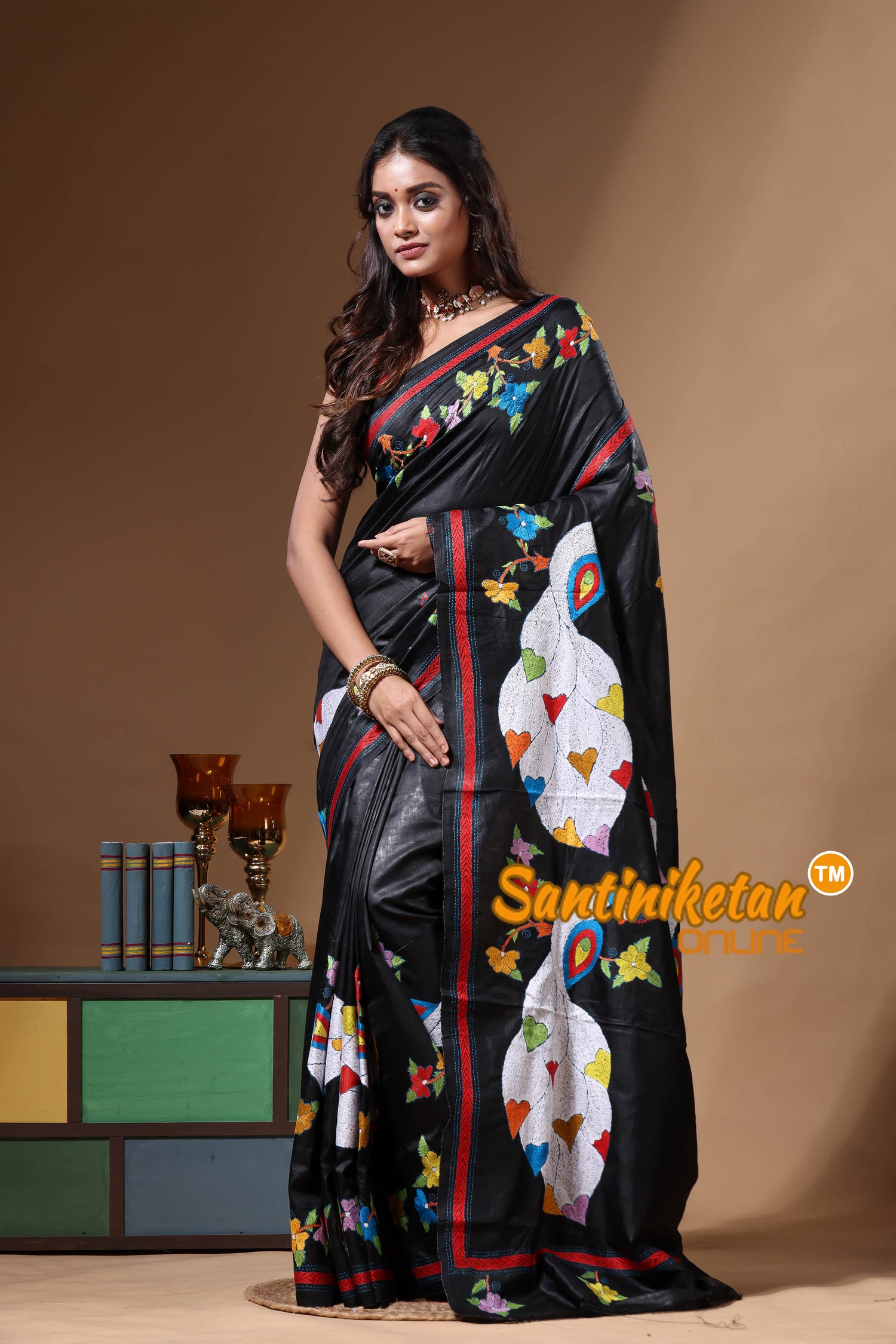 Dye Pure Gachi Tussar Kantha Stitch Saree SN2630668