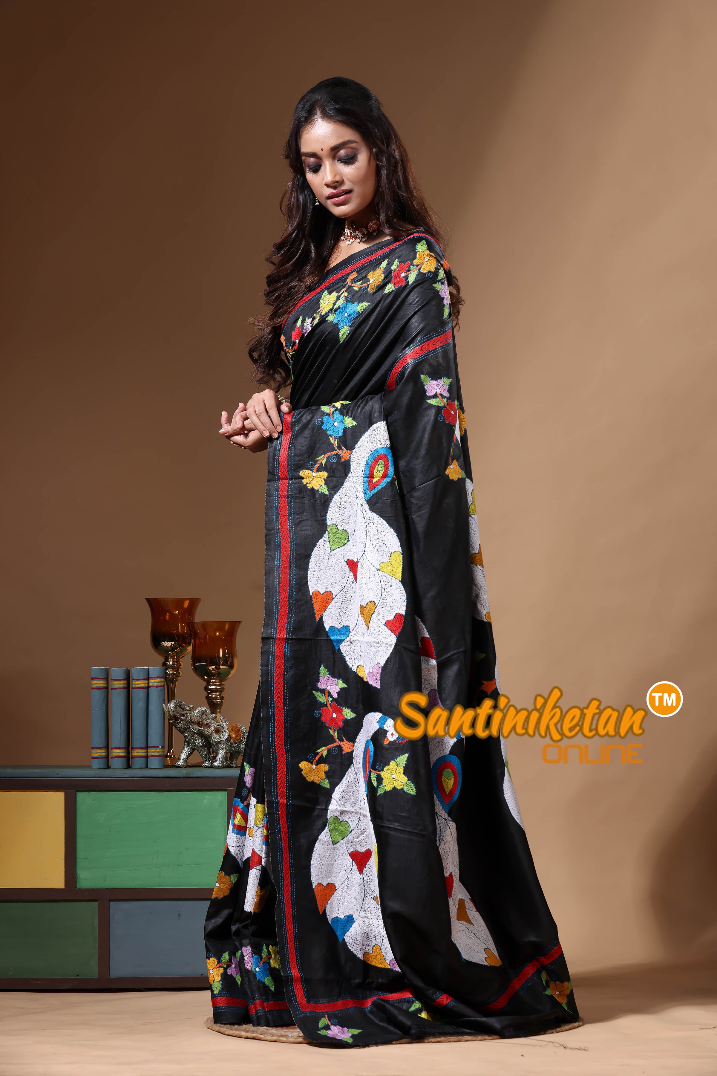 Dye Pure Gachi Tussar Kantha Stitch Saree SN2630668