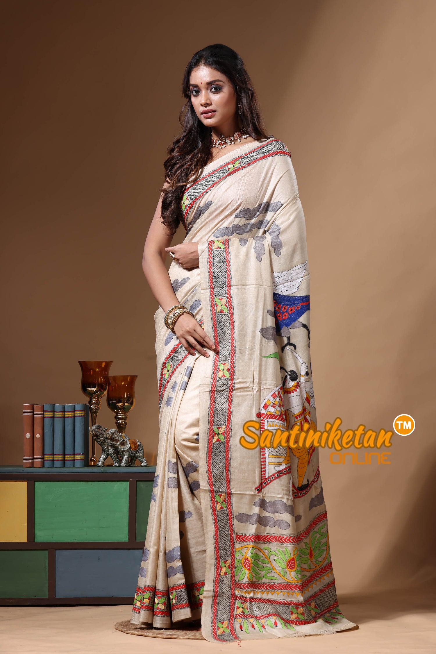 Pure Gachi Tussar Kantha Stitch Saree SN2630674