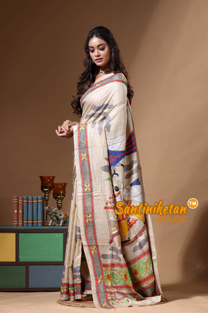 Pure Gachi Tussar Kantha Stitch Saree SN2630674