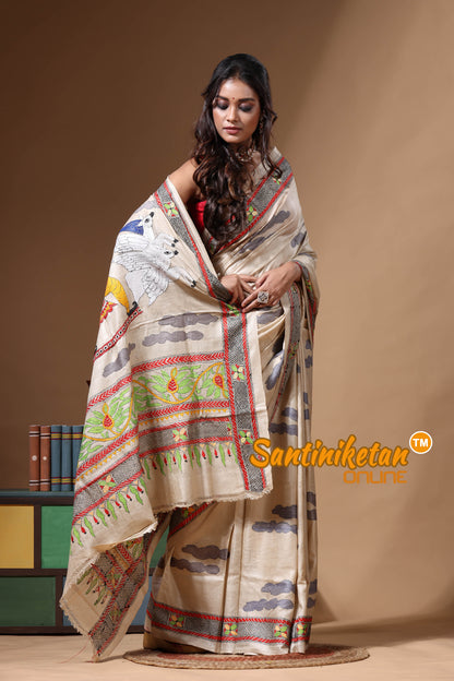Pure Gachi Tussar Kantha Stitch Saree SN2630674