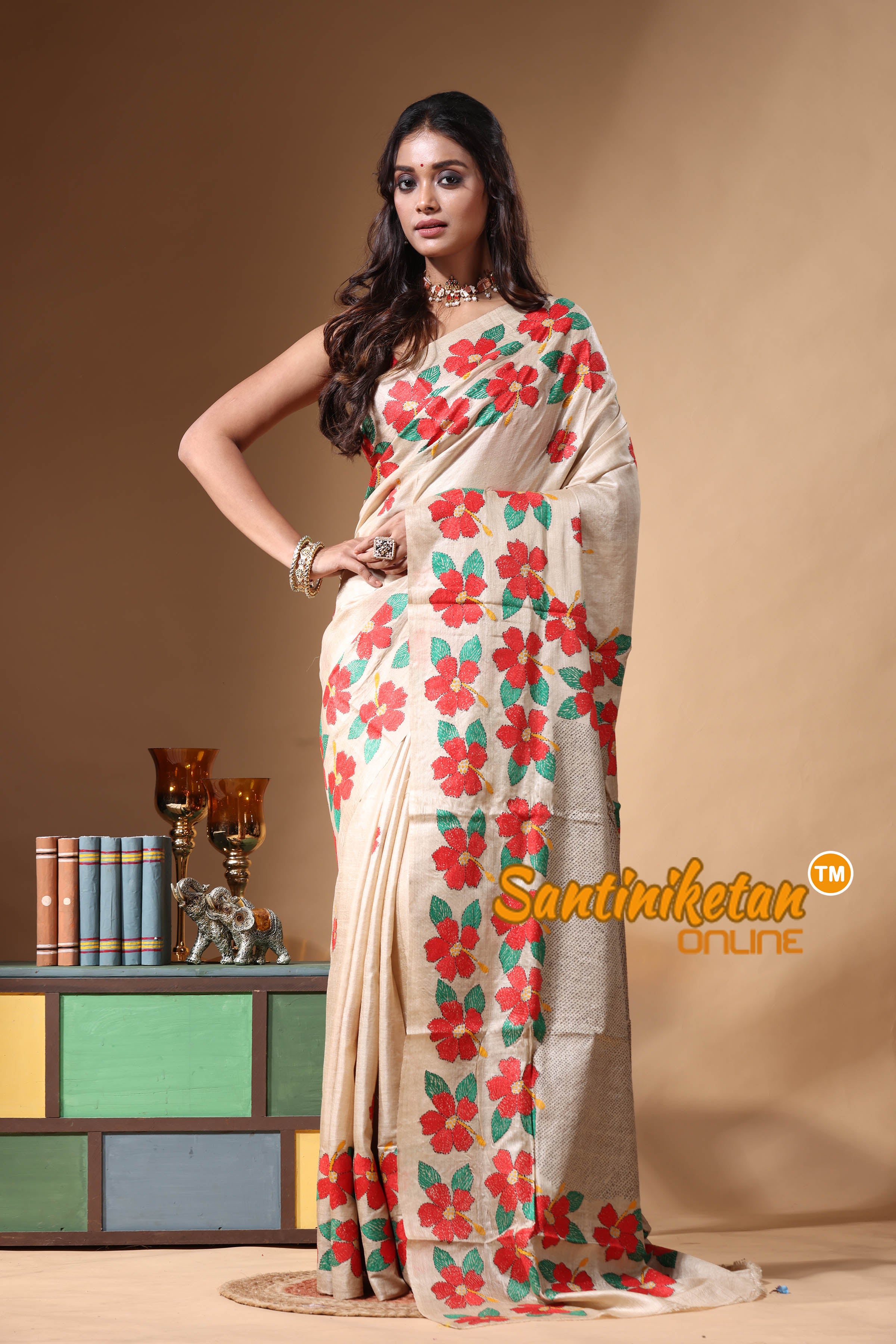 Pure Gachi Tussar Kantha Stitch Saree SN2630680