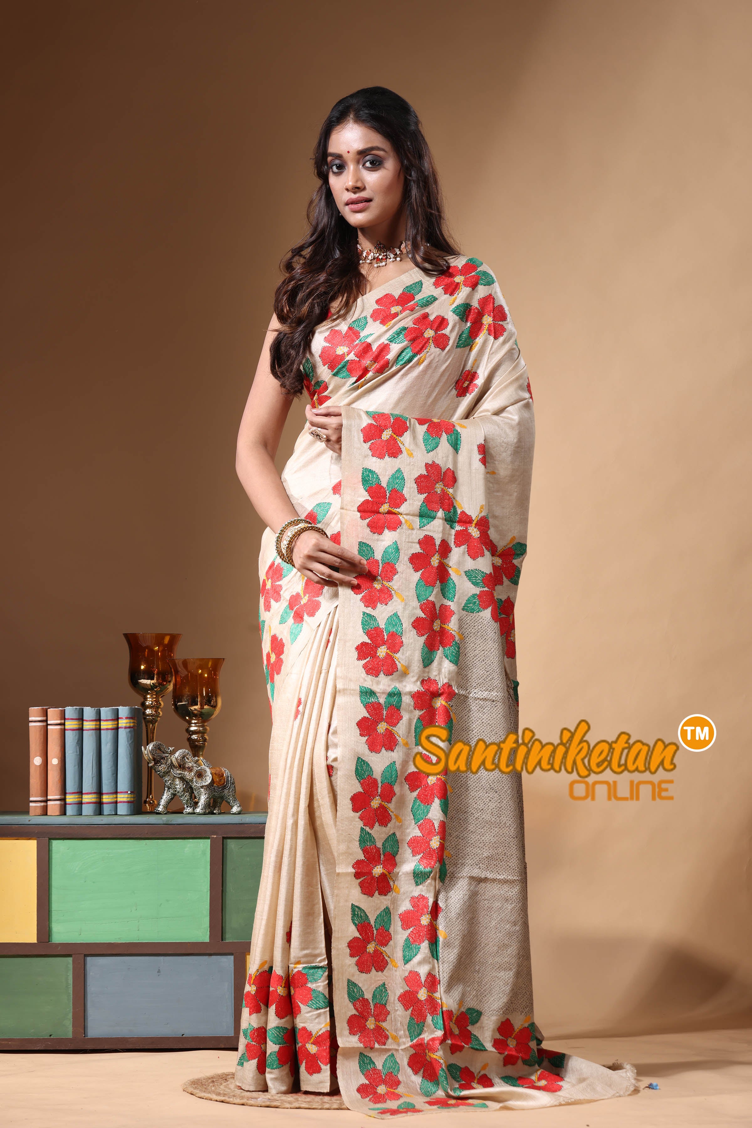 Pure Gachi Tussar Kantha Stitch Saree SN2630680
