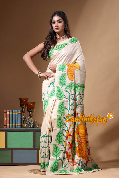 Pure Gachi Tussar Kantha Stitch Saree SN2630687