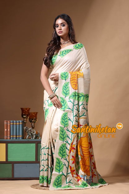 Pure Gachi Tussar Kantha Stitch Saree SN2630687