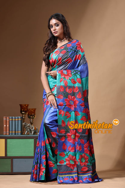 Dye Pure Gachi Tussar Kantha Stitch Saree SN2630693