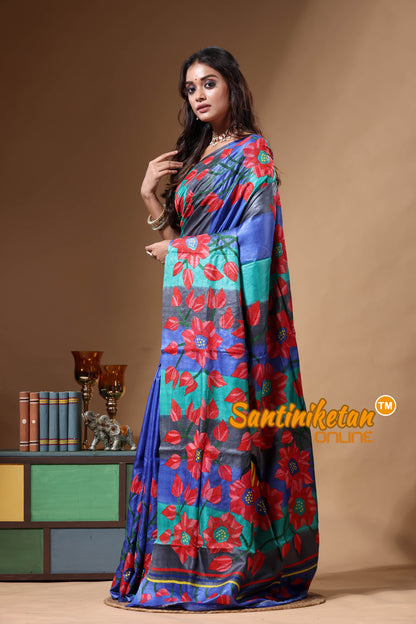 Dye Pure Gachi Tussar Kantha Stitch Saree SN2630693