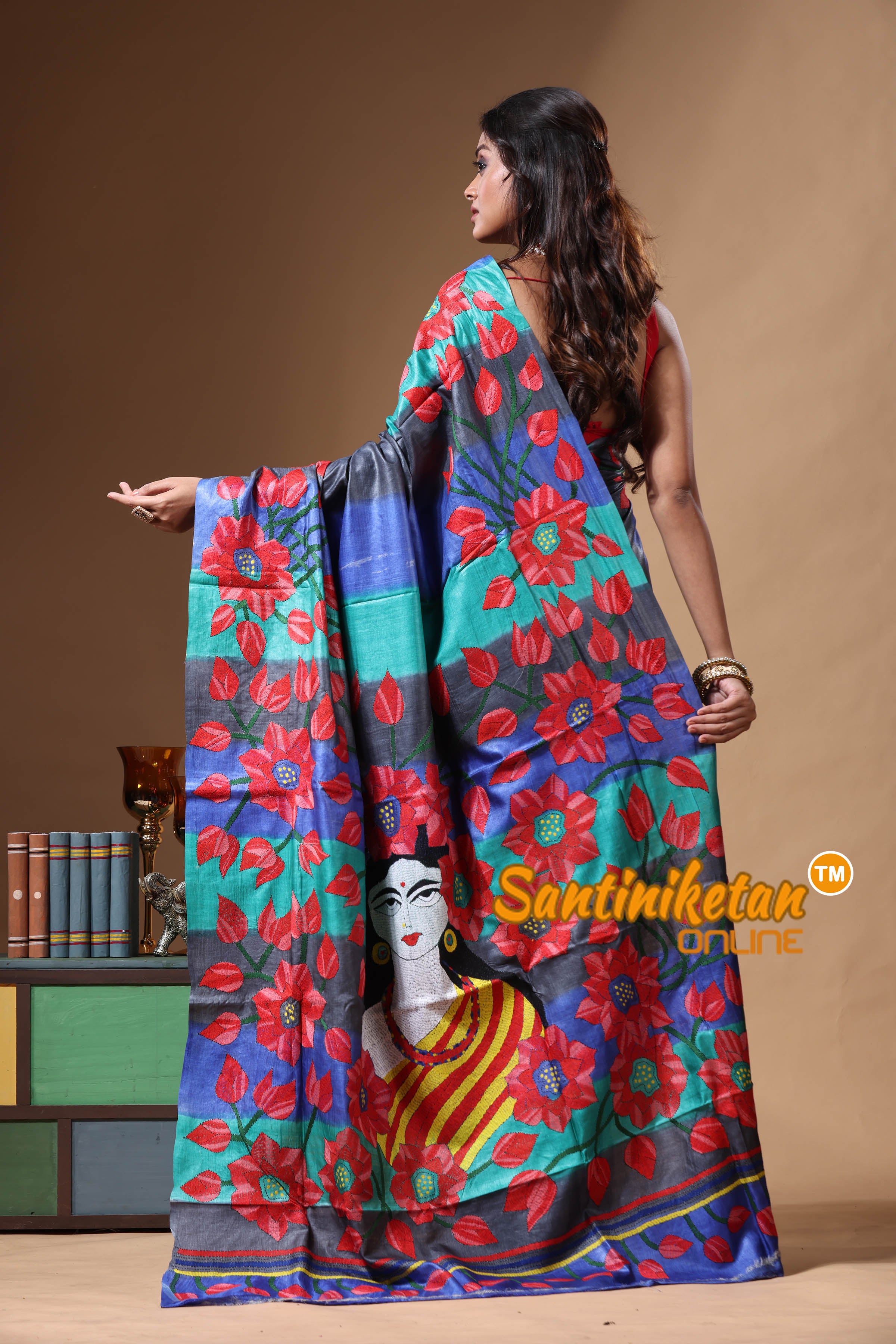 Dye Pure Gachi Tussar Kantha Stitch Saree SN2630693