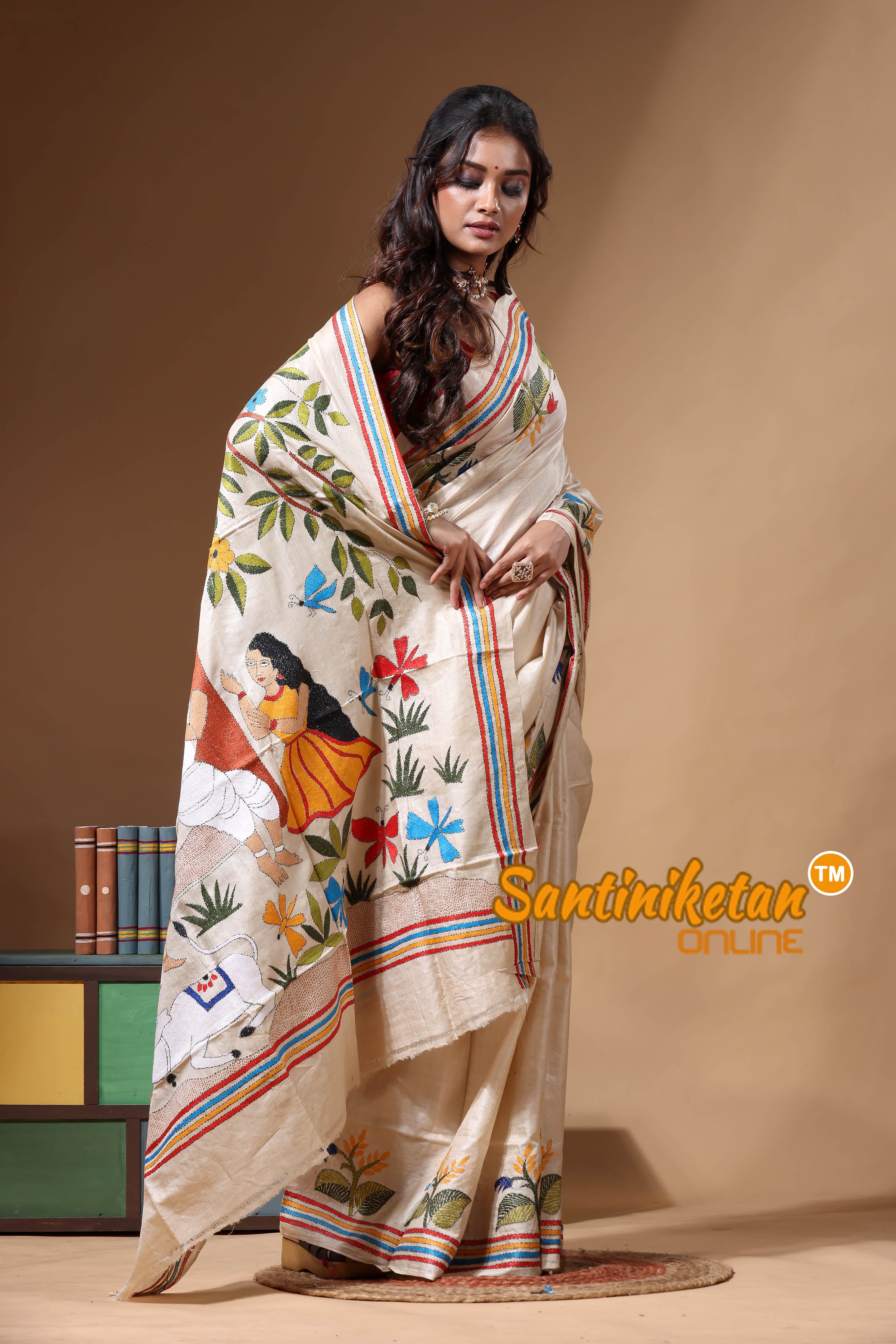 Pure Gachi Tussar Kantha Stitch Saree SN2630699
