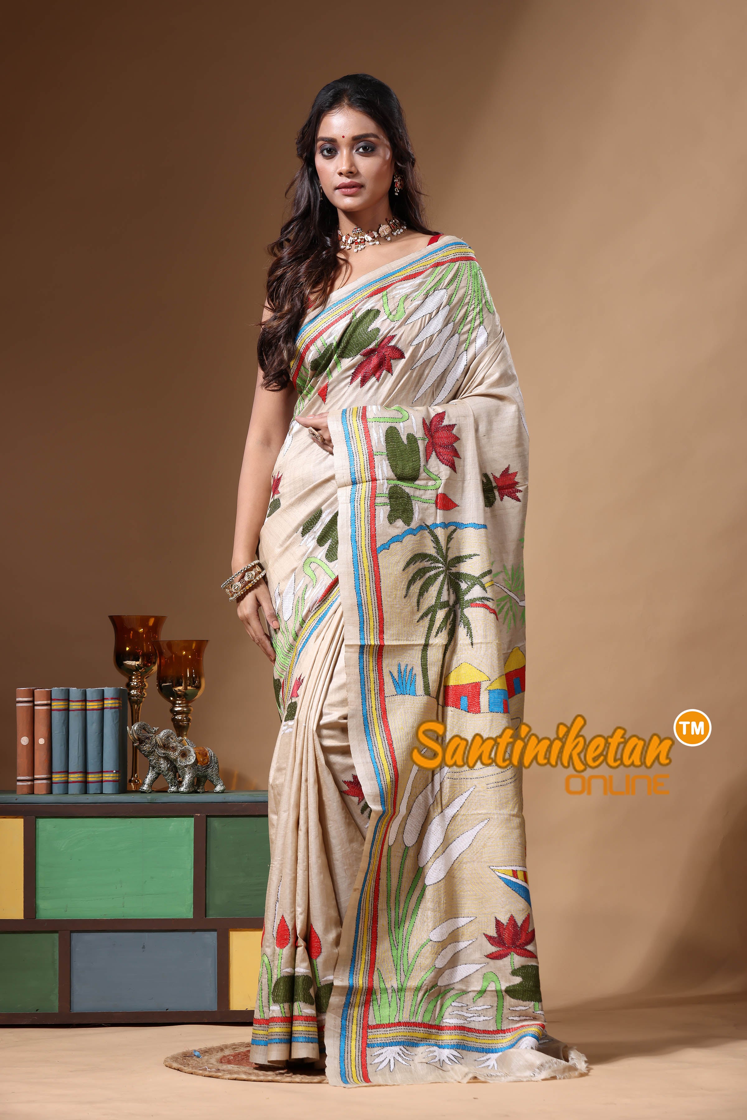 Pure Gachi Tussar Kantha Stitch Saree SN2630711