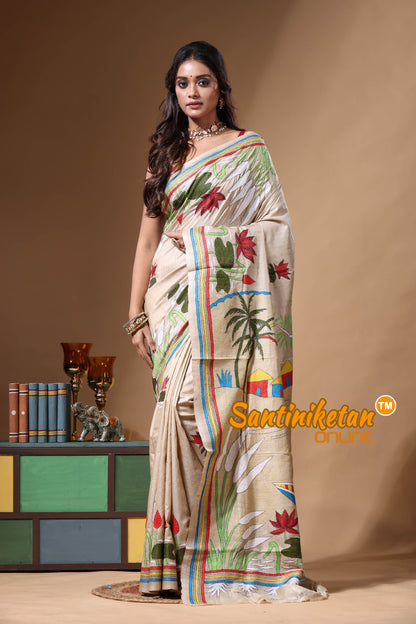 Pure Gachi Tussar Kantha Stitch Saree SN2630711