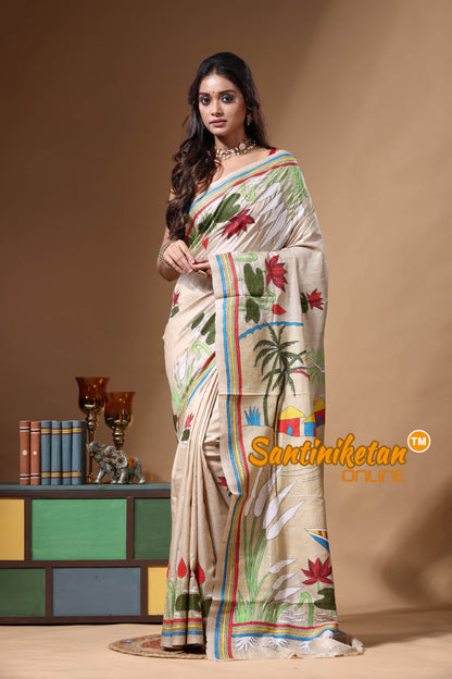 Pure Gachi Tussar Kantha Stitch Saree SN2630711