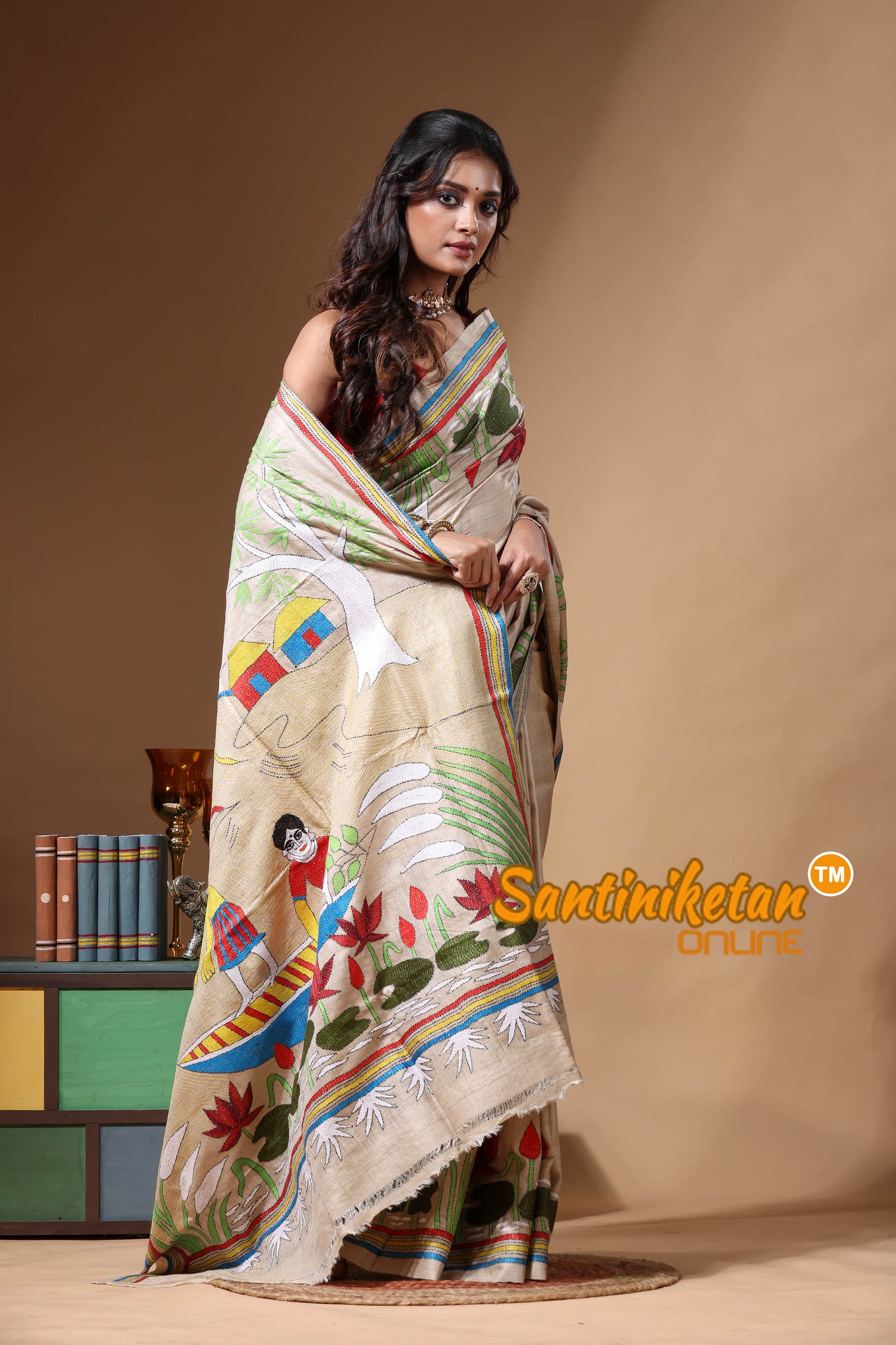 Pure Gachi Tussar Kantha Stitch Saree SN2630711