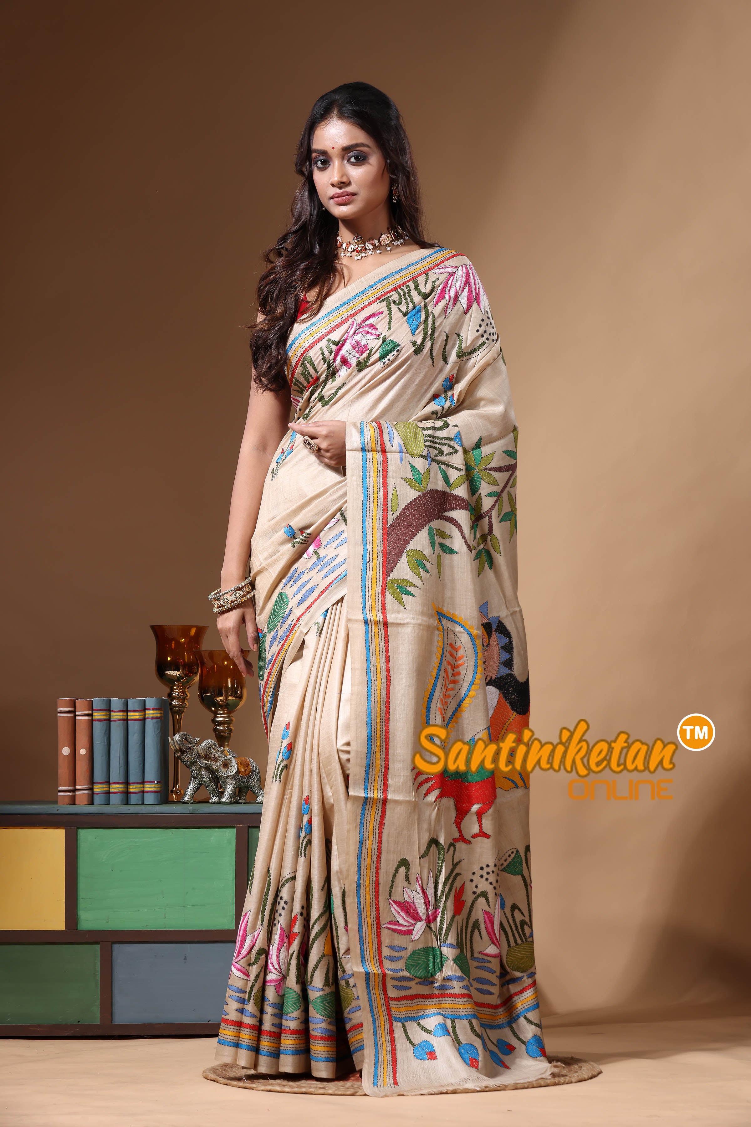 Pure Gachi Tussar Kantha Stitch Saree SN2630717