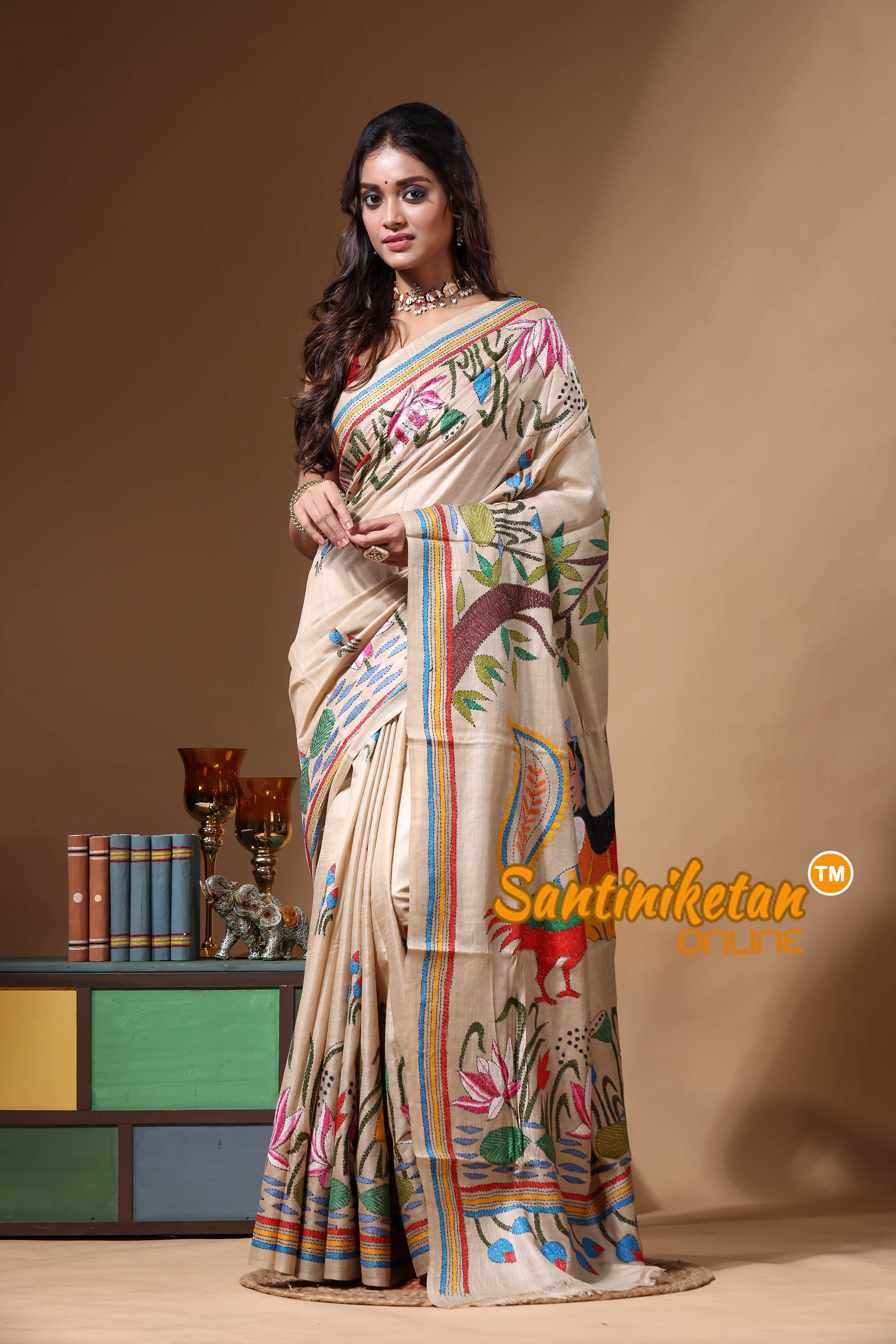Pure Gachi Tussar Kantha Stitch Saree SN2630717
