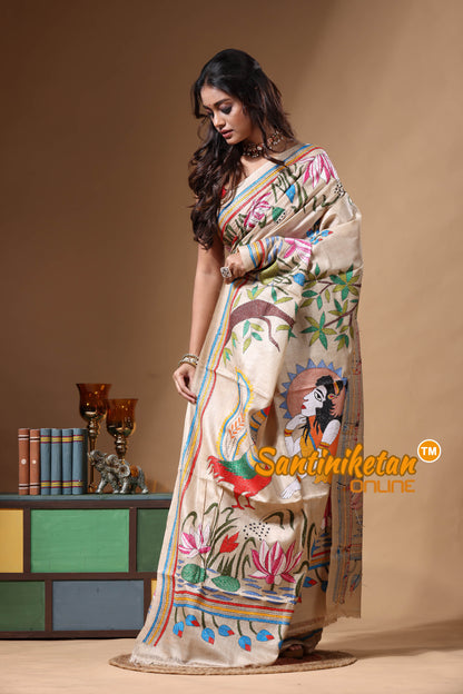 Pure Gachi Tussar Kantha Stitch Saree SN2630717