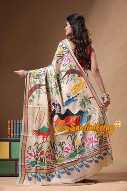 Pure Gachi Tussar Kantha Stitch Saree SN2630717