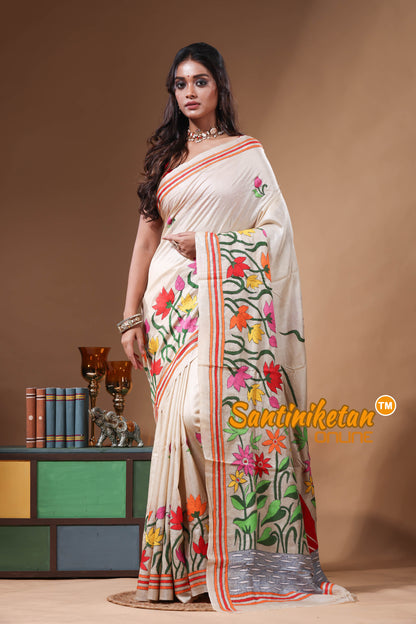 Pure Gachi Tussar Kantha Stitch Saree SN2630729
