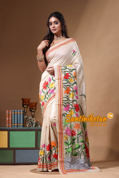 Pure Gachi Tussar Kantha Stitch Saree SN2630729