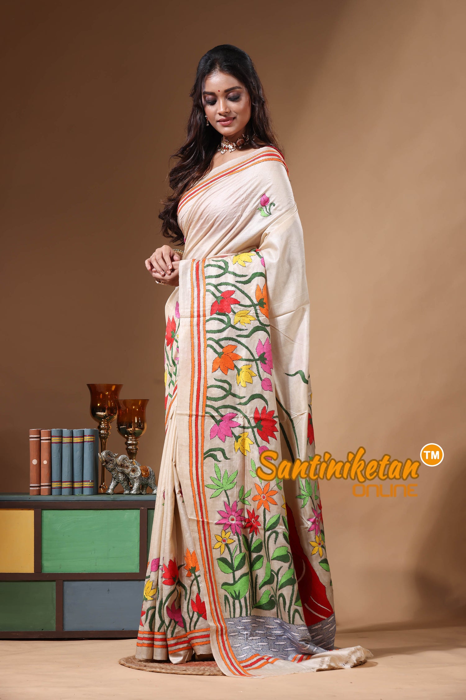 Pure Gachi Tussar Kantha Stitch Saree SN2630729