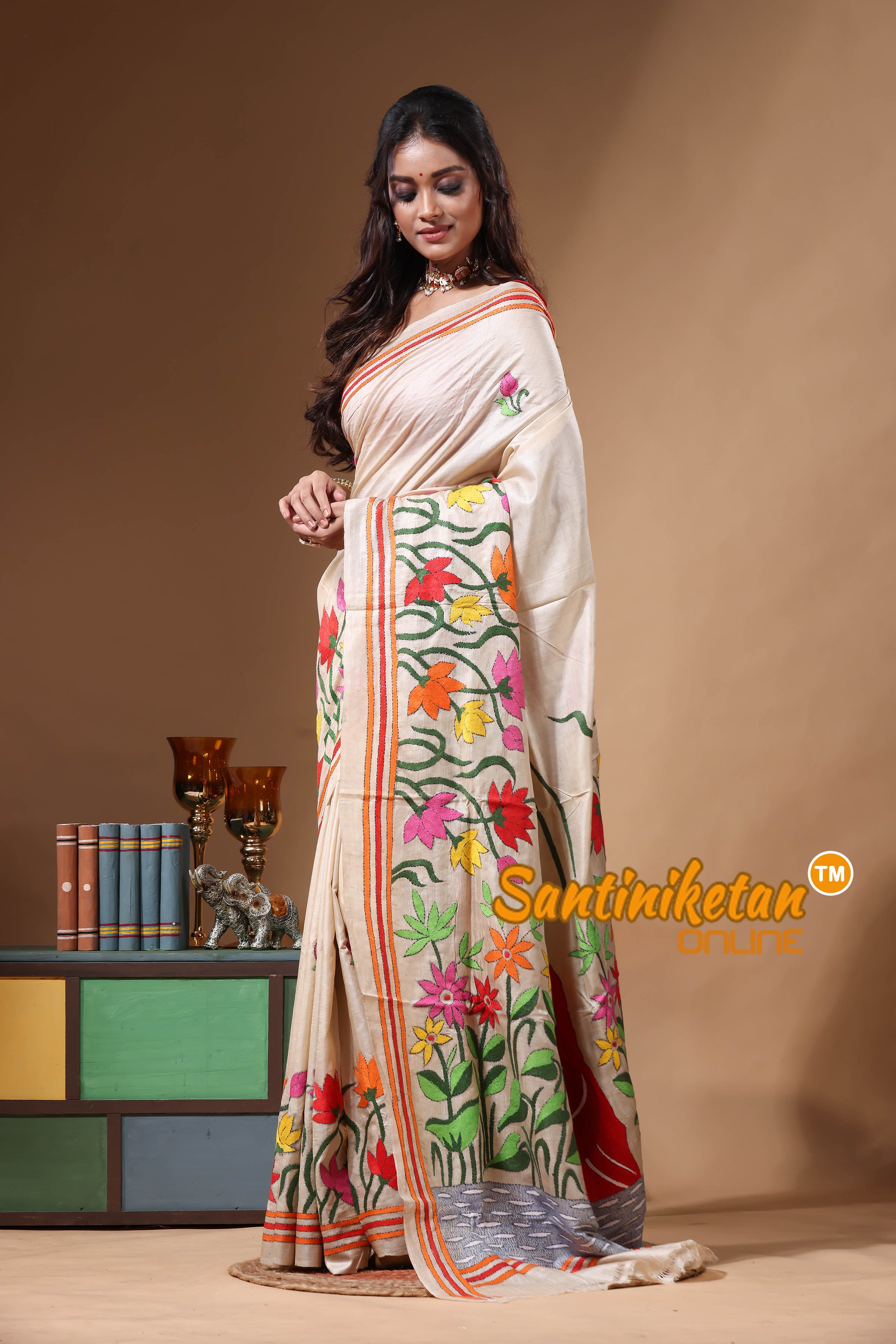 Pure Gachi Tussar Kantha Stitch Saree SN2630729