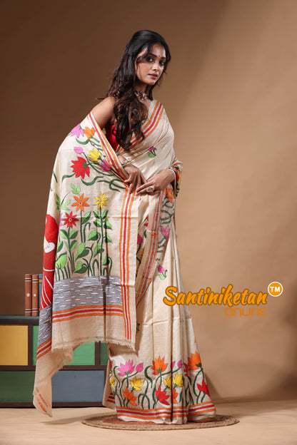 Pure Gachi Tussar Kantha Stitch Saree SN2630729