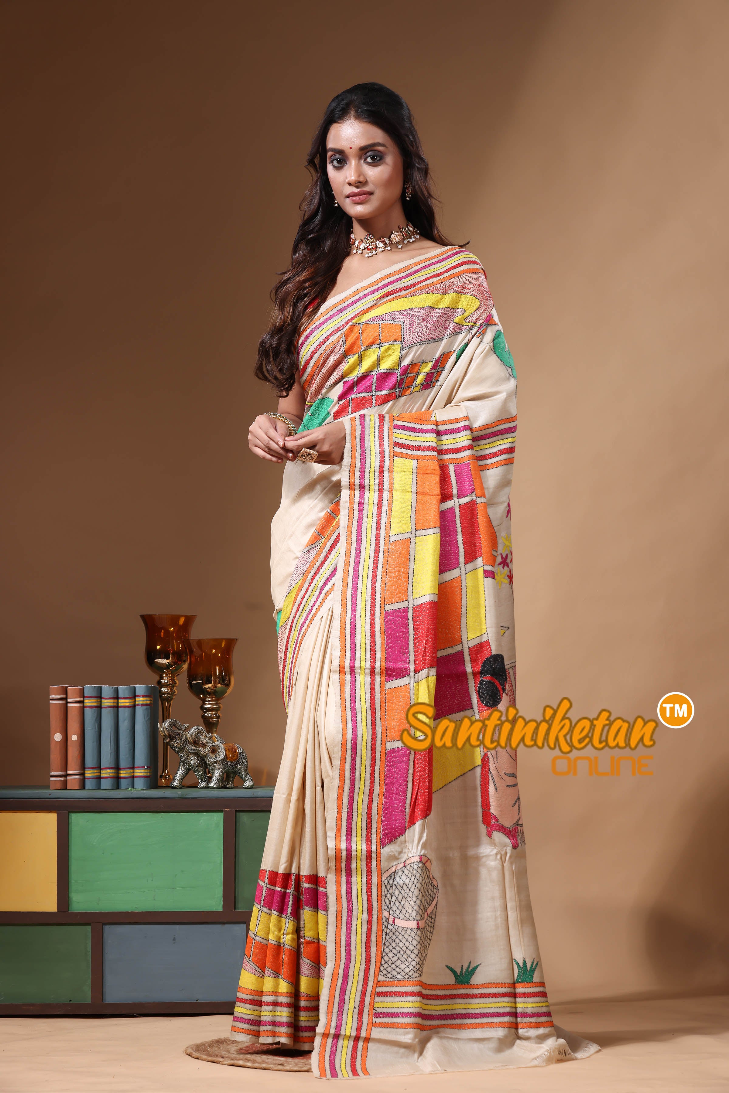 Pure Gachi Tussar Kantha Stitch Saree SN2630735