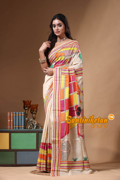 Pure Gachi Tussar Kantha Stitch Saree SN2630735