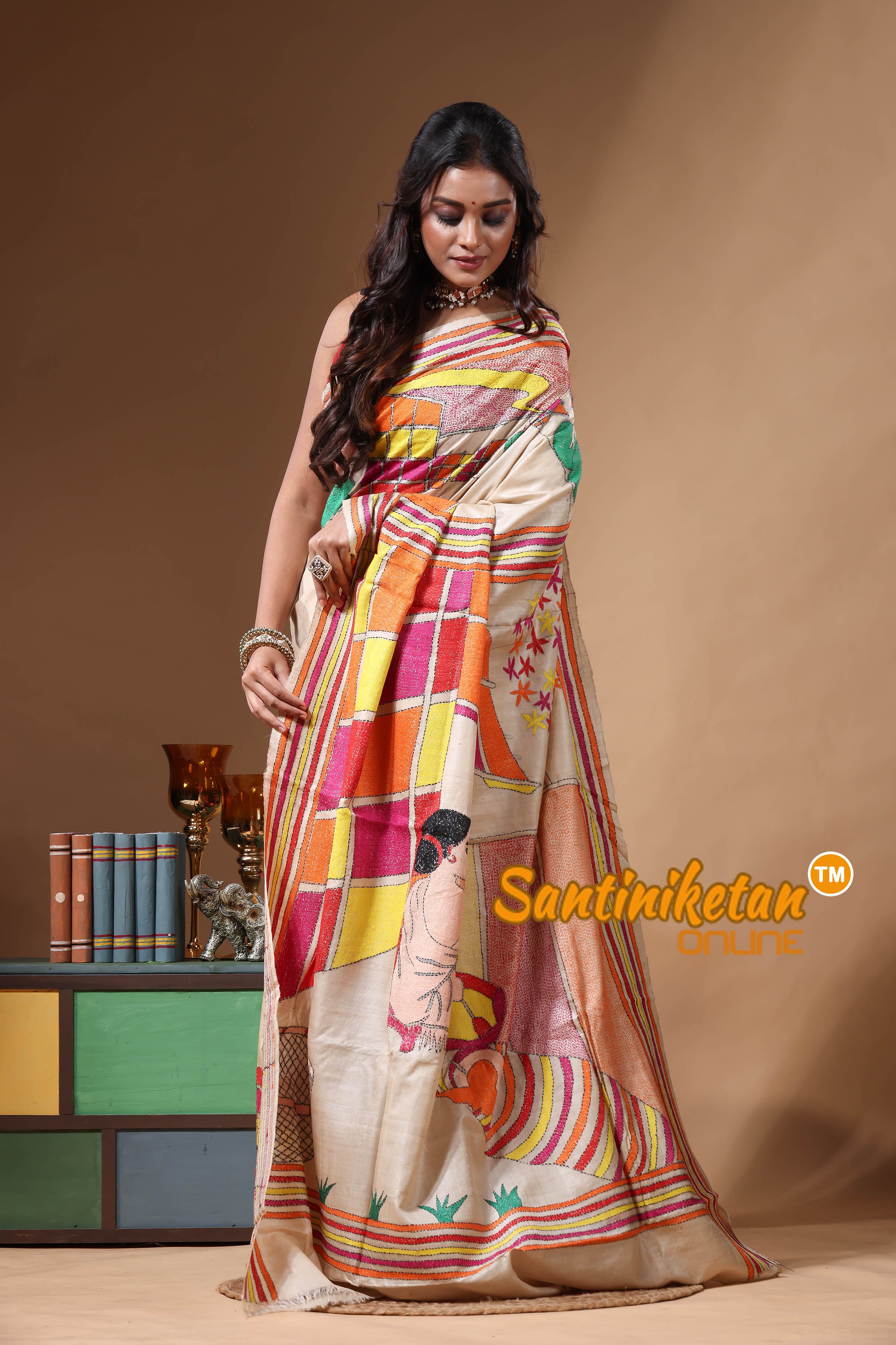 Pure Gachi Tussar Kantha Stitch Saree SN2630735