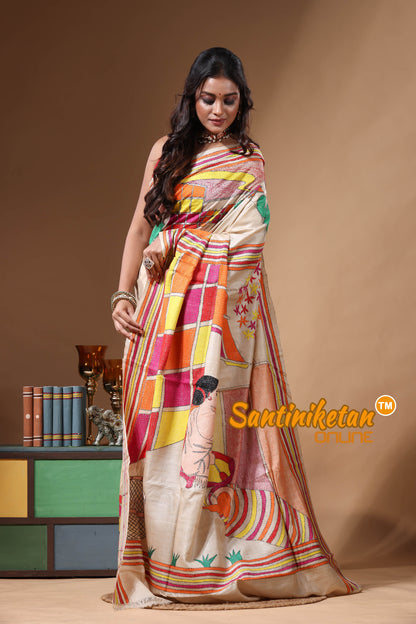 Pure Gachi Tussar Kantha Stitch Saree SN2630735