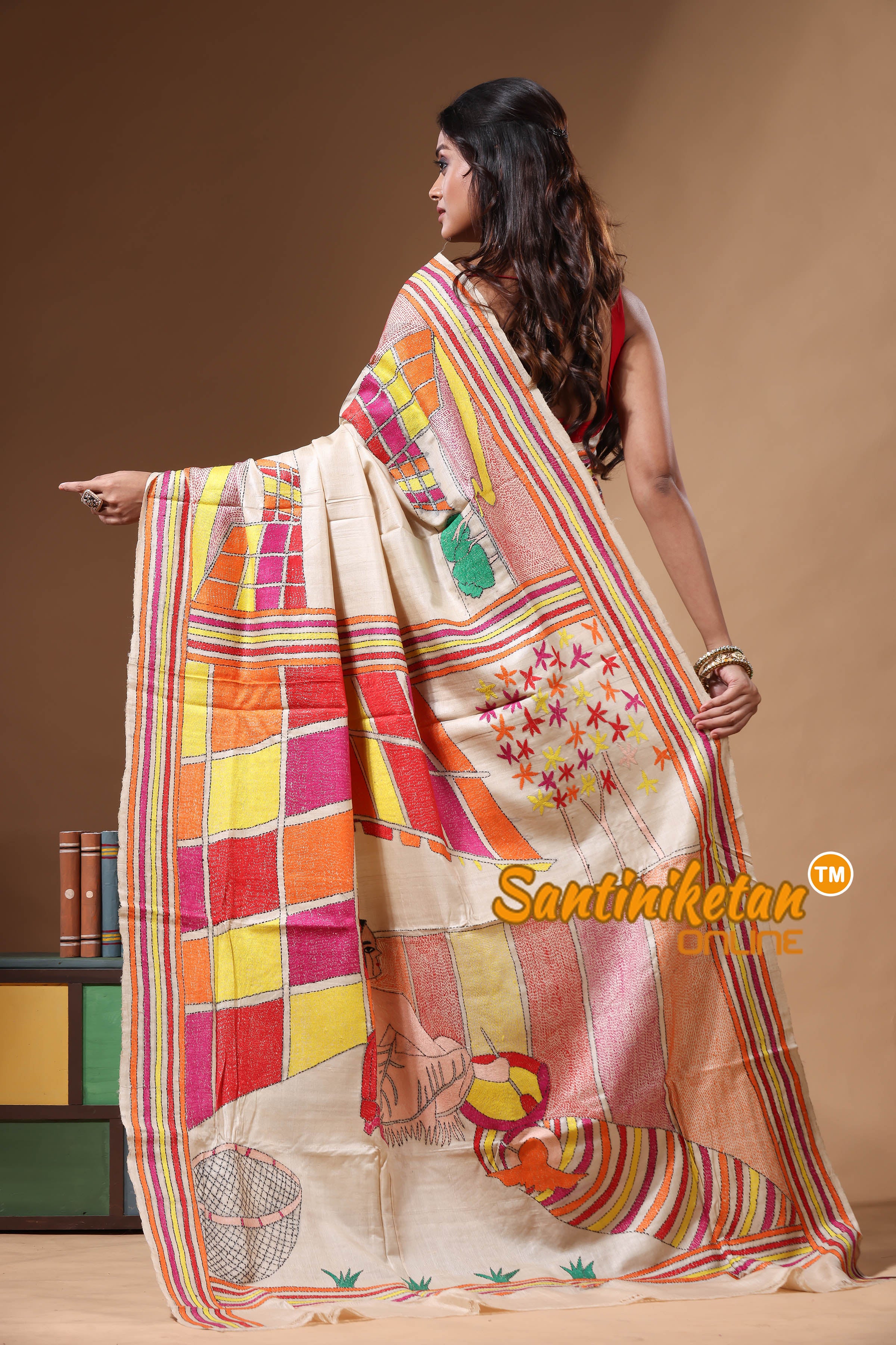 Pure Gachi Tussar Kantha Stitch Saree SN2630735