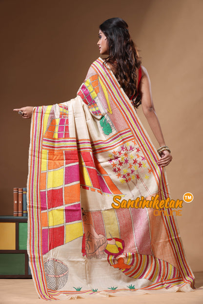 Pure Gachi Tussar Kantha Stitch Saree SN2630735